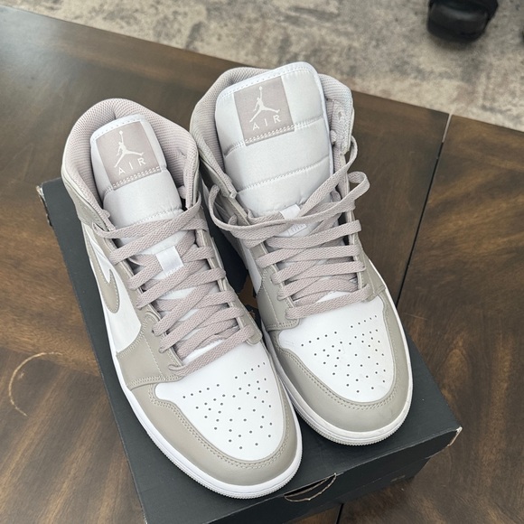 Jordan Other - Men’s Air Jordan 1 Mid College Grey Light Bone and White Sneakers